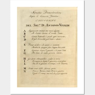 Vivaldi | Winter | Original handwritten text by Antonio Vivaldi | The four Seasons Posters and Art